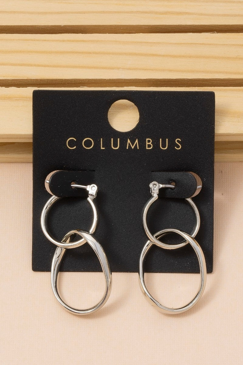 Gold Dipped Irregular Double Hoop Dangle Earrings