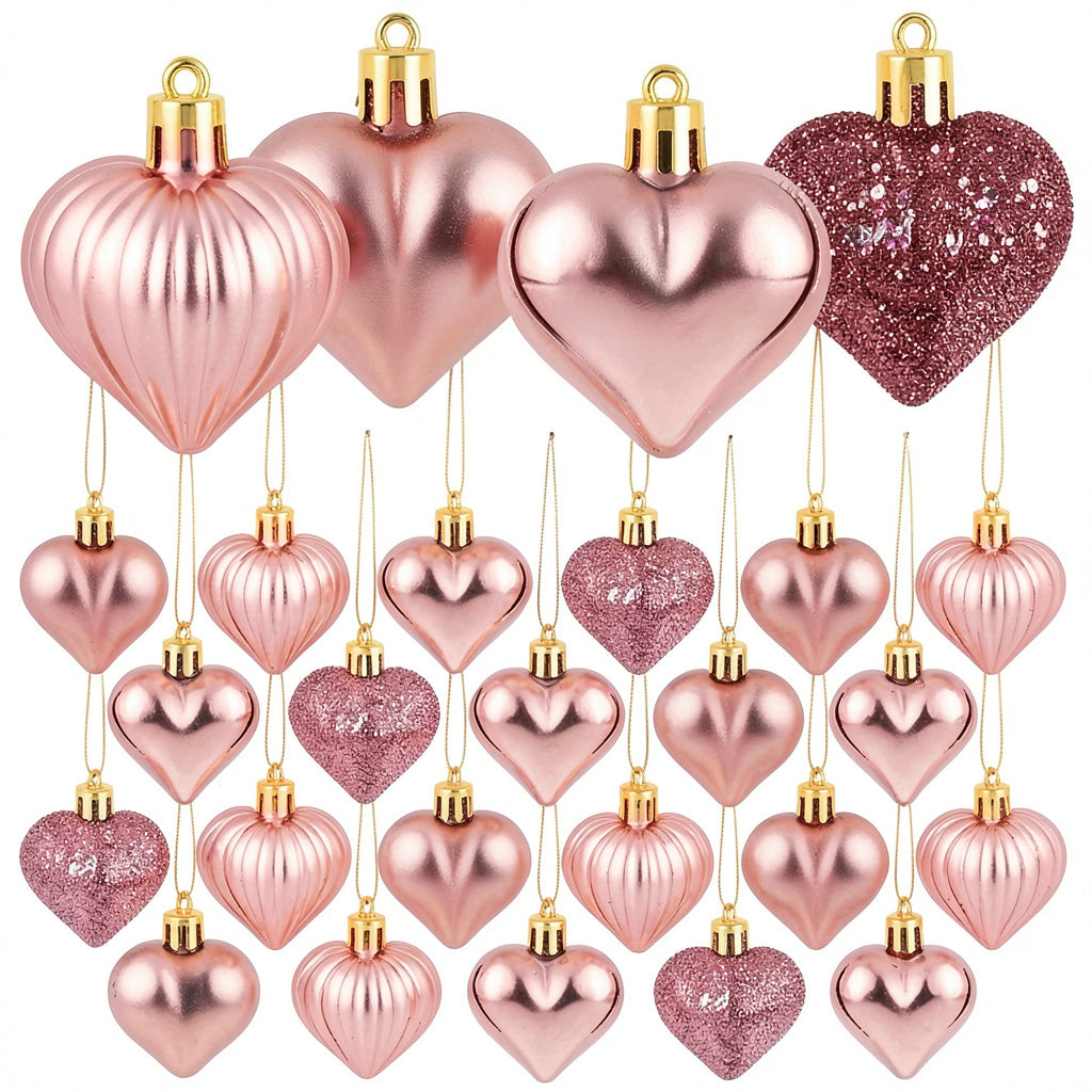Elcoho 48 Pieces Valentines Day Heart Shaped Baubles Hanging Ornaments Valentin