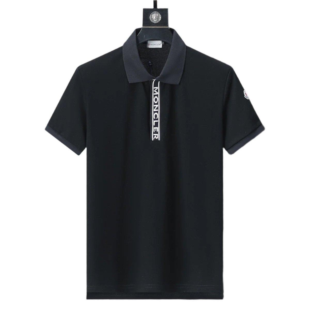 Moncler Black T-Shirt with Collar