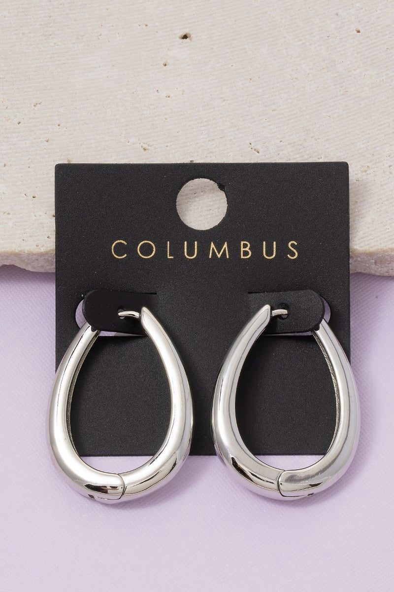 Gold Dipped Oval Hinge Hoop Earrings