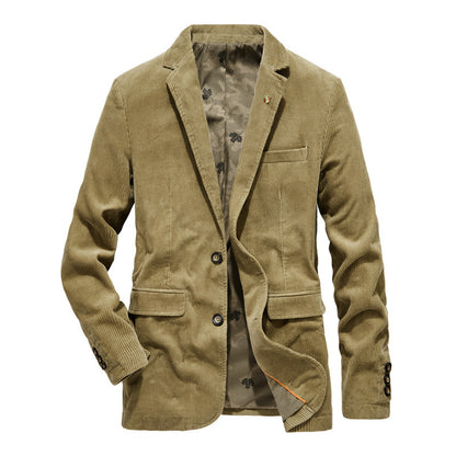 Mens Corduroy Suit Jacket Retro Casual Blazer