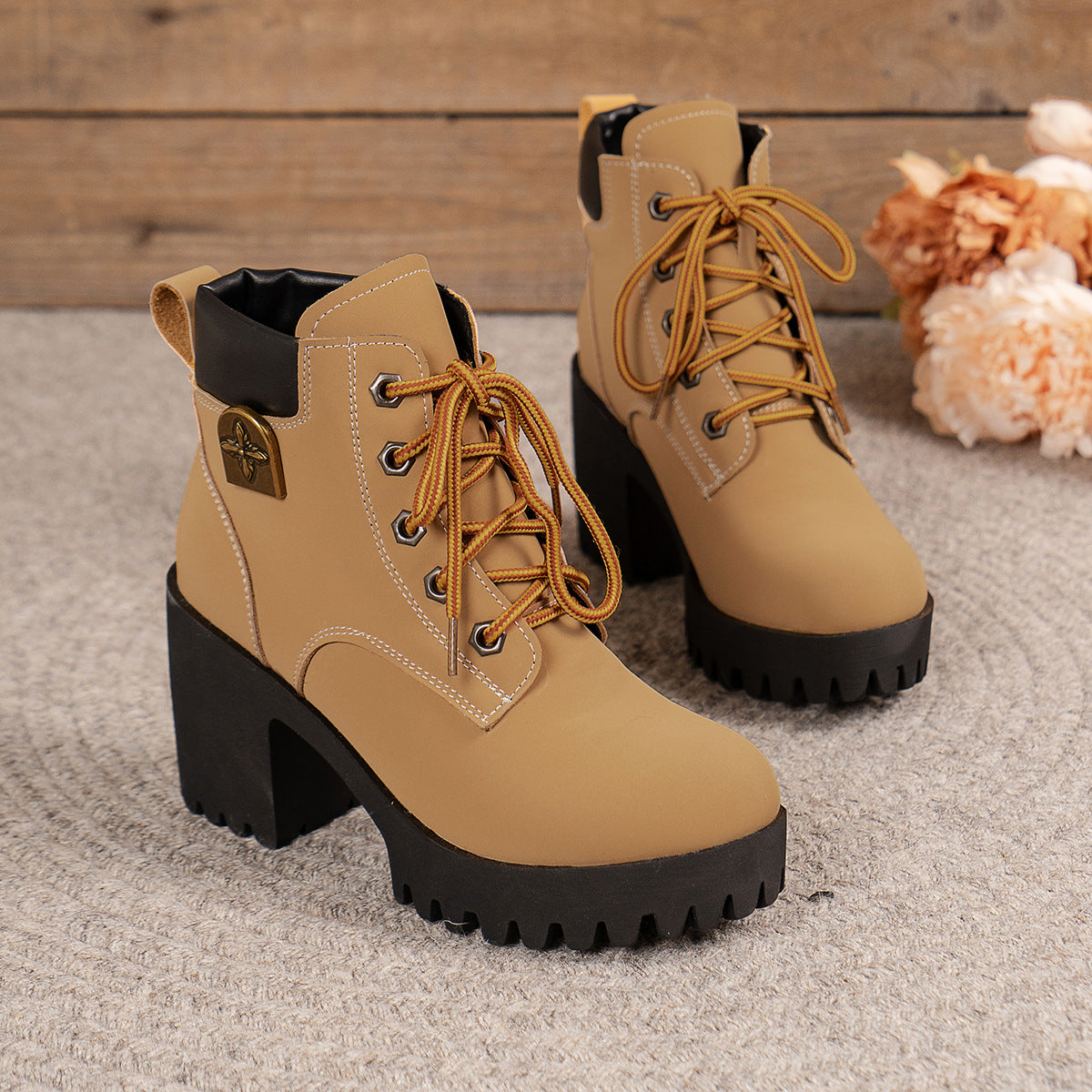 Women Chunky Heel Martin Boots