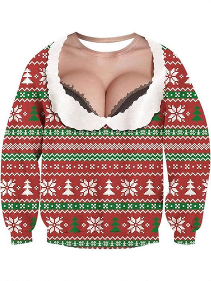 Animal Christmas Print Pullover Sweatshirt