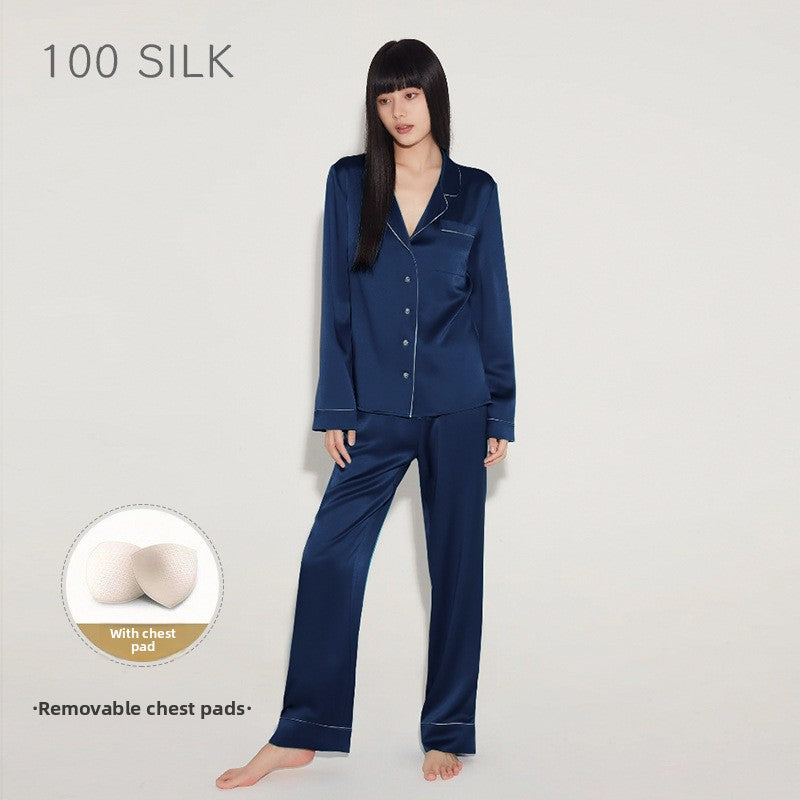 Women?s high-end 100% mulberry silk loungewear set with built-in bra pads.