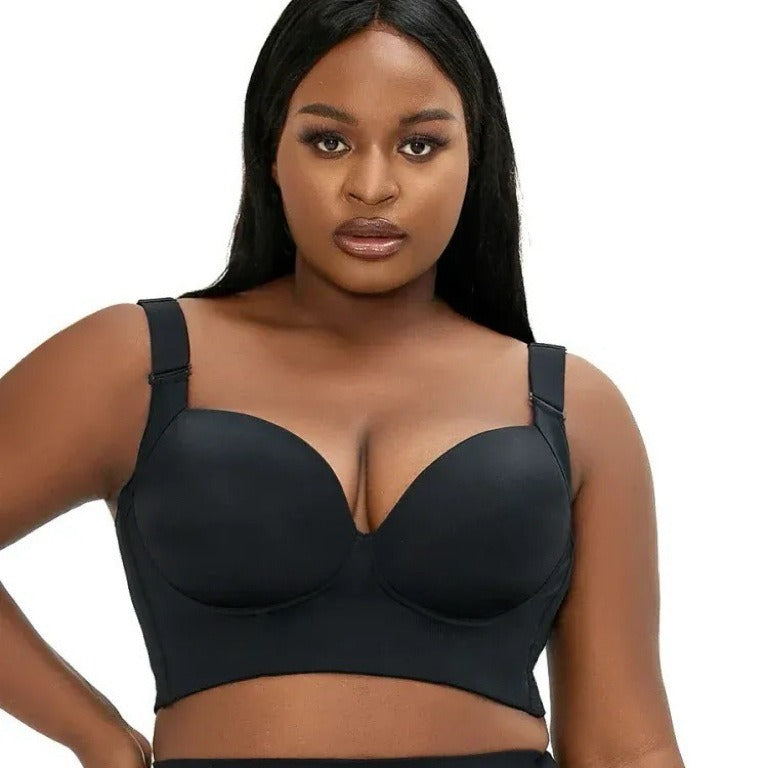 Black Color Women Curvy Plus Size Glossy Underwire Push Up Bra, Sexy Shiny Lingerie Support Bra for Daily &amp; Intimate Occasions