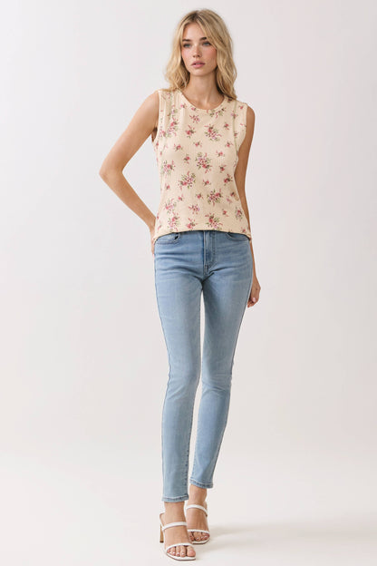 Floral Ribbed Tank Top