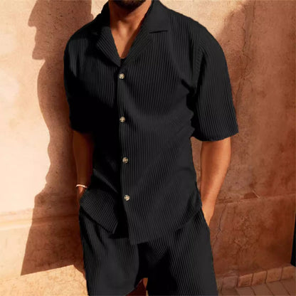 Men Corduroy Casual Shorts Suit