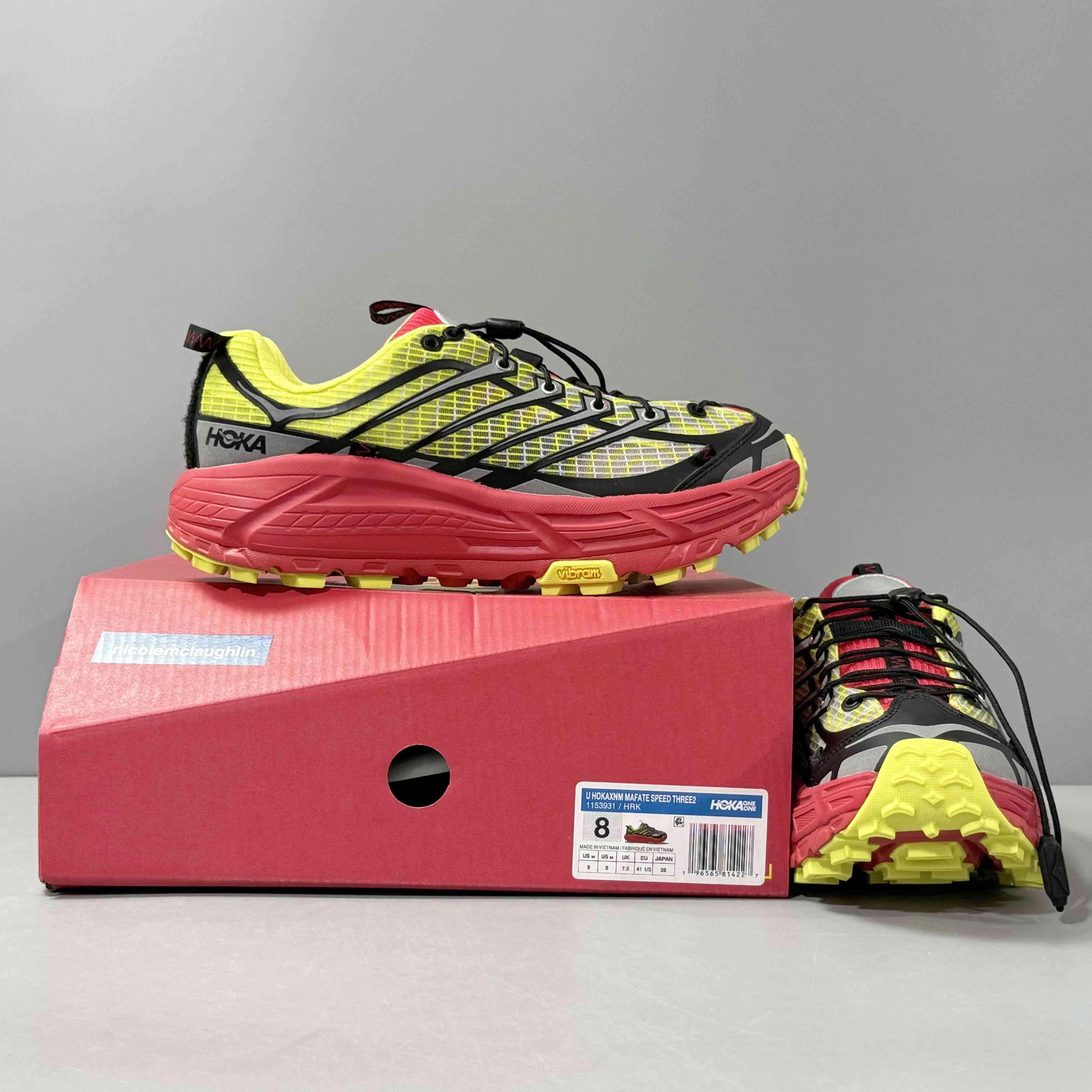 Nicole McLaughlin × Hoka Mafate Three 2 "Red/Neon Green