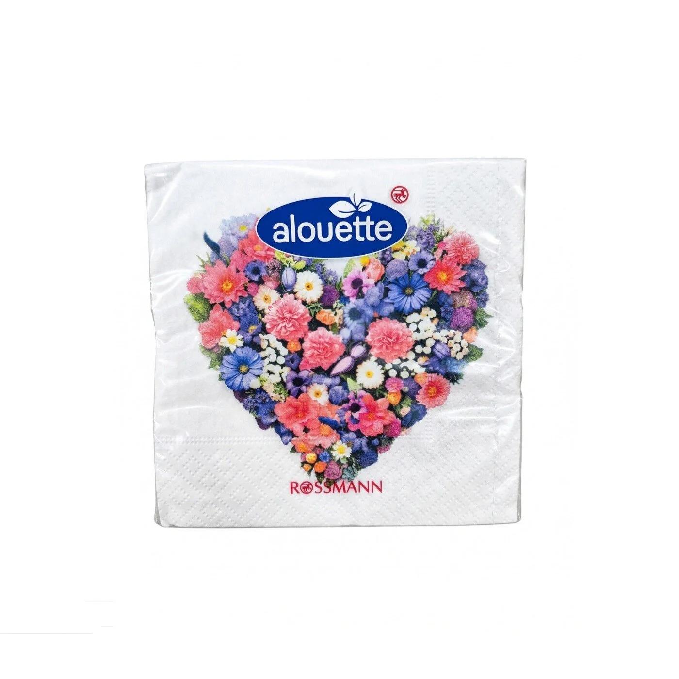 Alouette Spring Floral Heart Cocktail Napkins 20-Pack