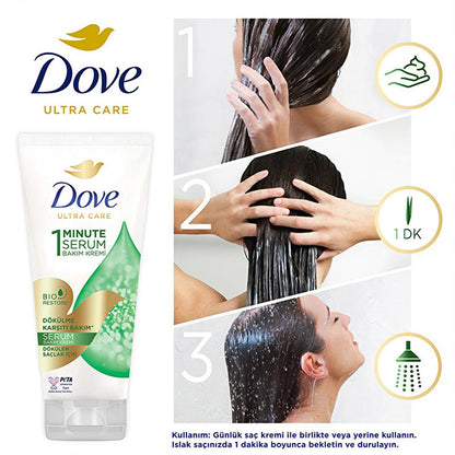 Dove Ultra Care Anti-Breakage Hair Conditioner: 1-Minute Serum for Stronger, Vegan &amp; Damage-Free Hair - Coconut, Almond &amp; Argan Oil Infusion (5.75 fl oz)