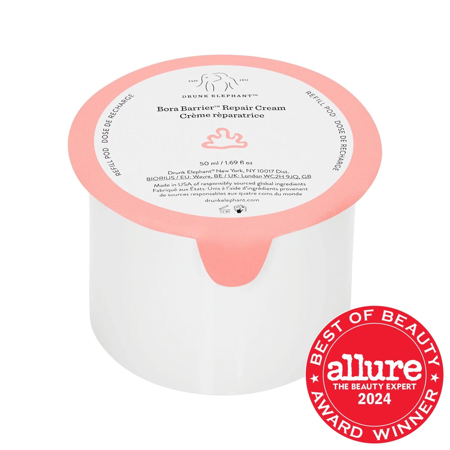 Drunk Elephant Bora Barrier Cream: Intense Hydration &amp; Skin Barrier Repair - Refillable Facial Moisturizer for Dry, Mature Skin