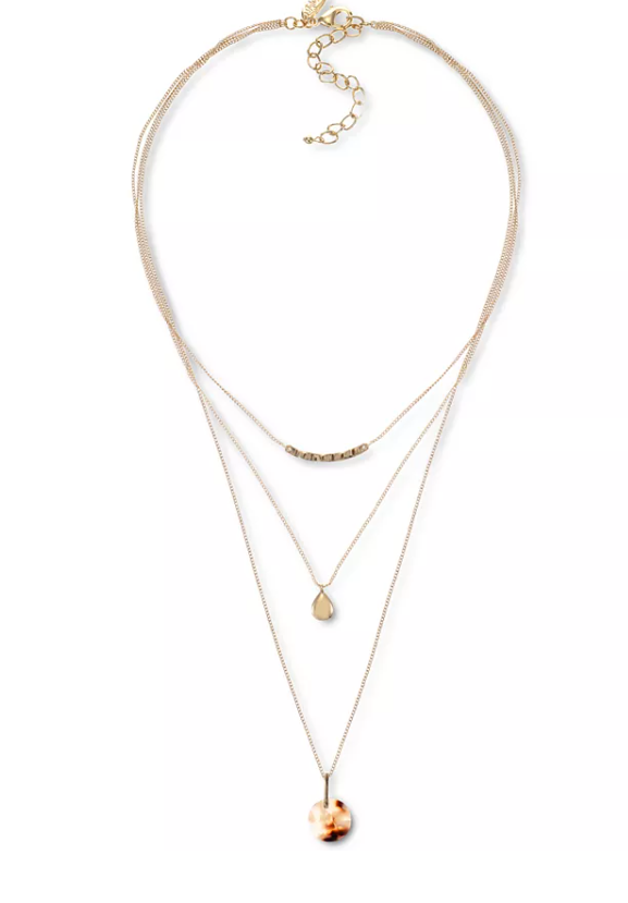 Style and Co Gold-Tone and Stone Layered Pendant Necklace