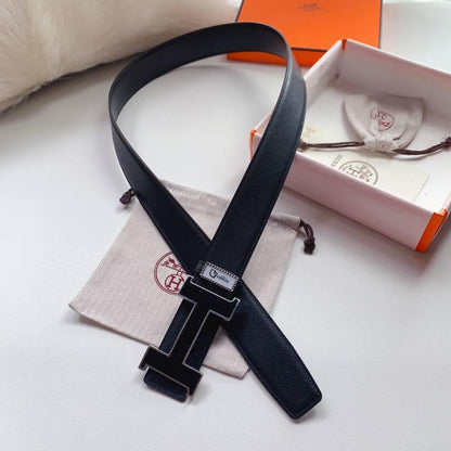 Hermes Men Black Buckle Belt &