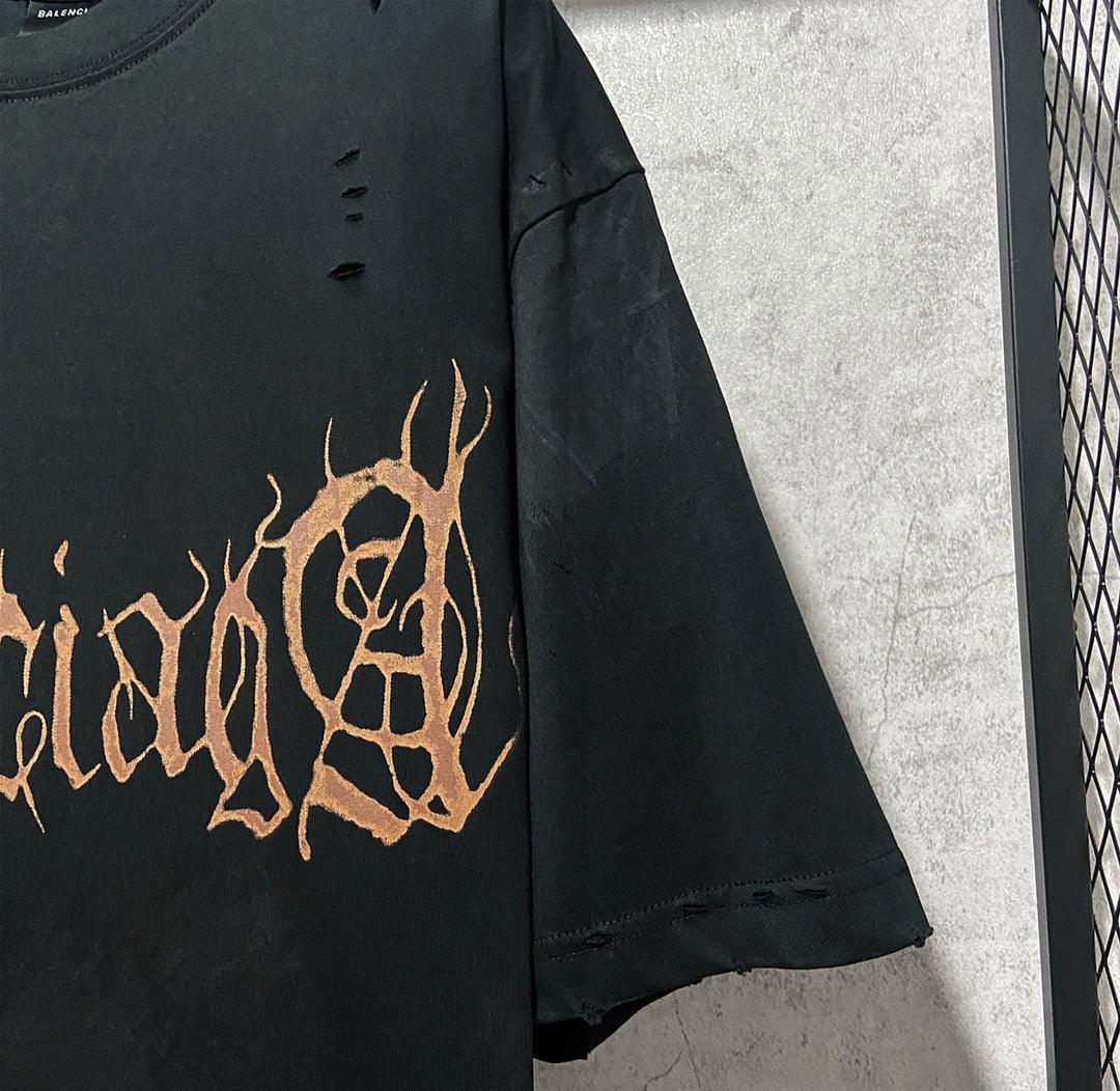 Balenciaga Faded Black T-Shirt Without Collar