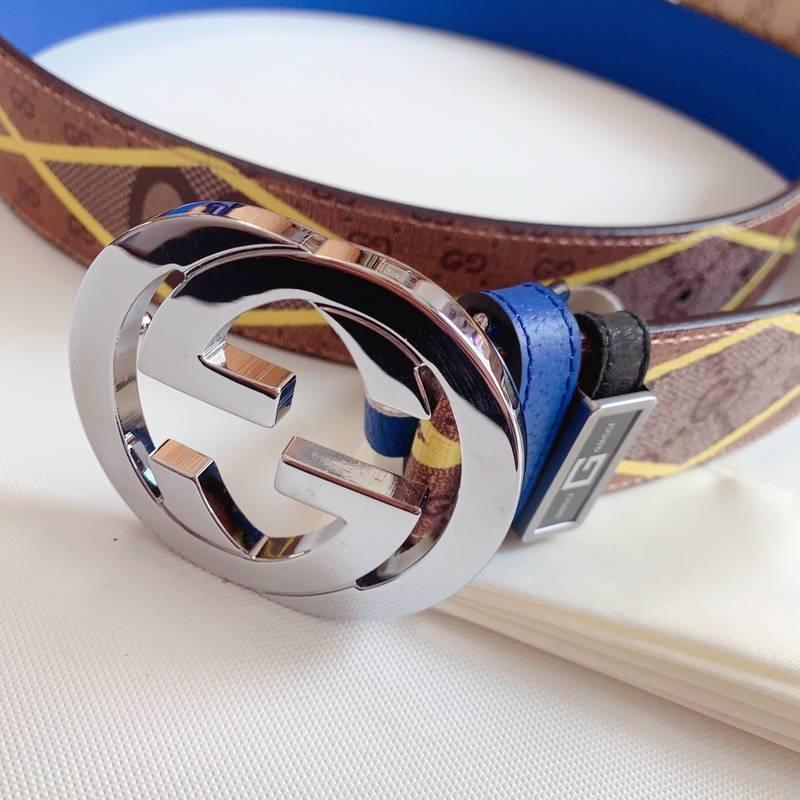 GUCCI Embellished coated-canvas and leather belt &