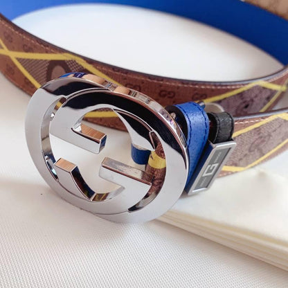 GUCCI Embellished coated-canvas and leather belt &