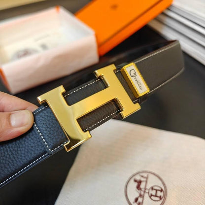Hermes Men Gold Buckle Belt &