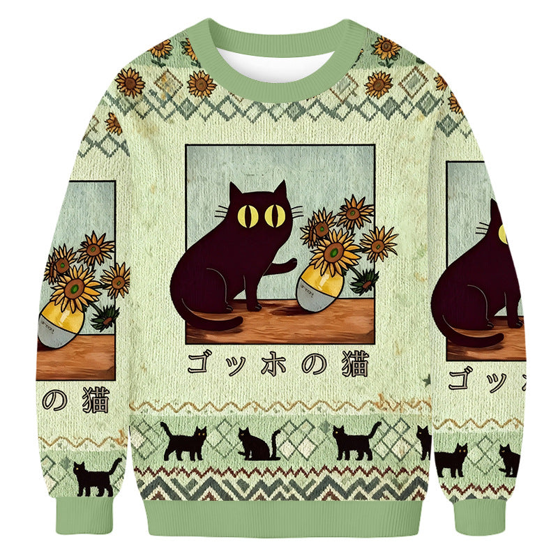 Casual Christmas Print Crew Neck Sweatshirts