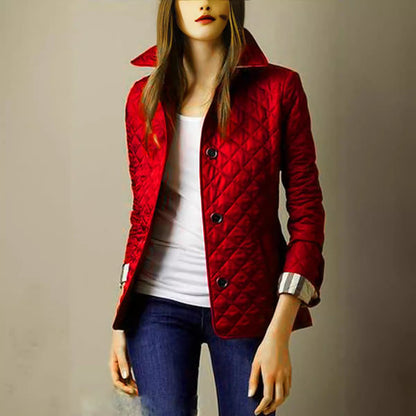 Slim Fit Quilted Jacket with Lapel Collar