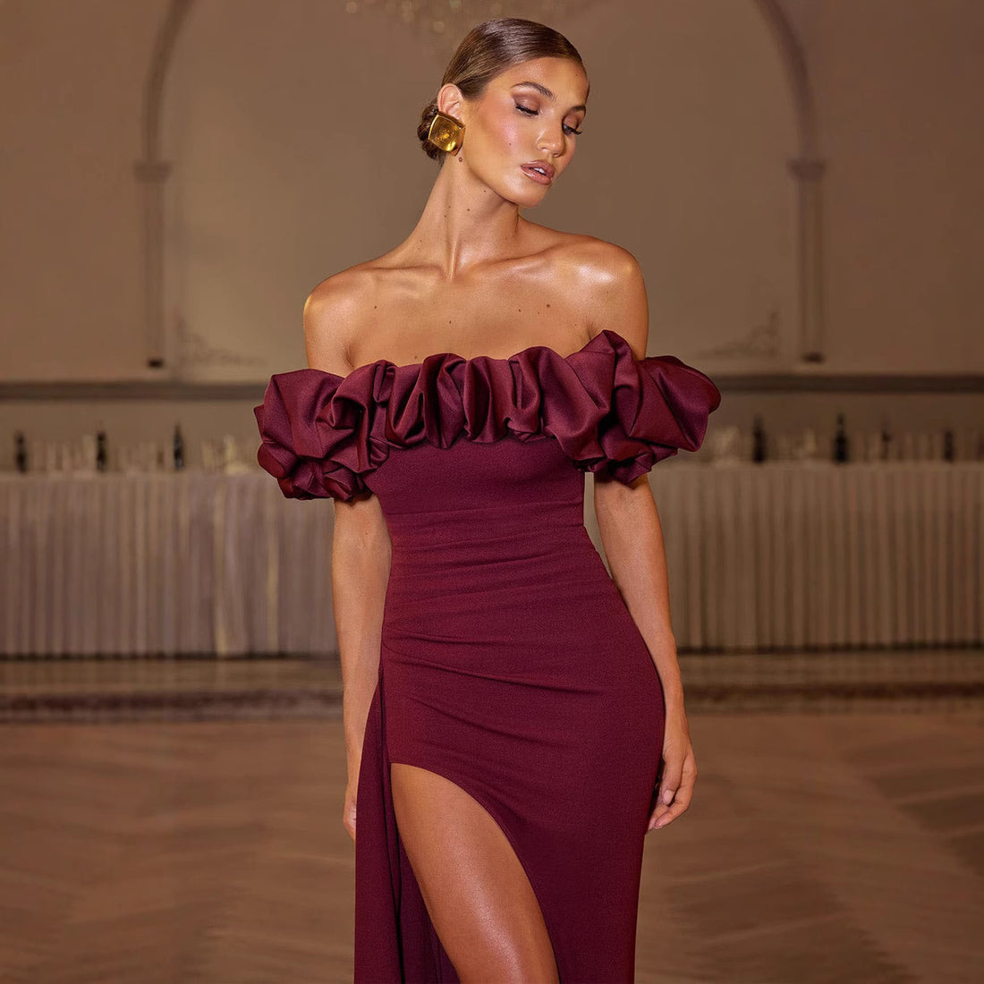 Off-shoulder Fishtail Long Dress