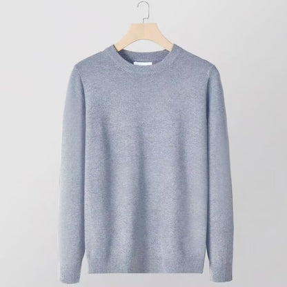 Slim-Fitting Warm Solid Color Round Neck Knitwears