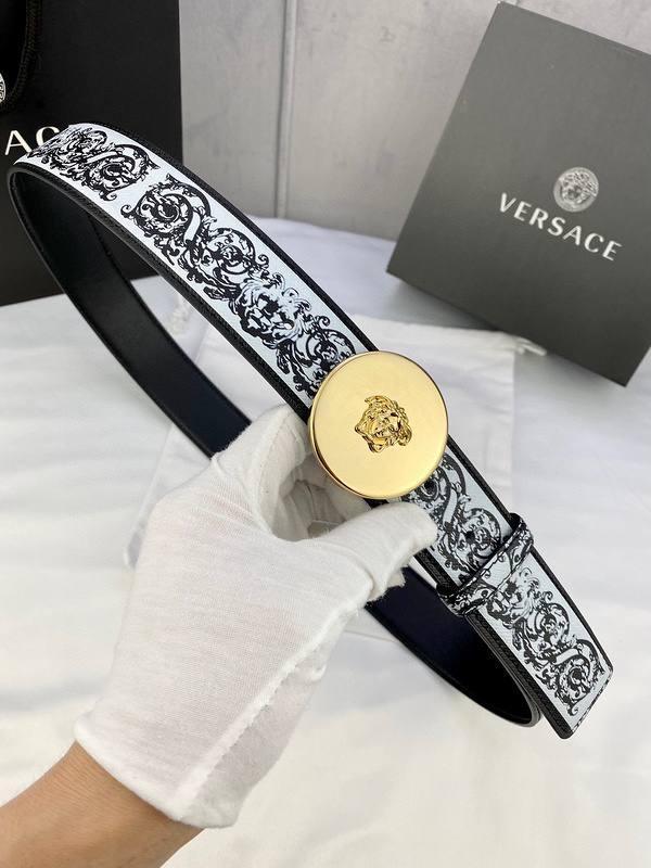 Versace MEDUSA BIGGIE ENAMEL LEATHER BELT