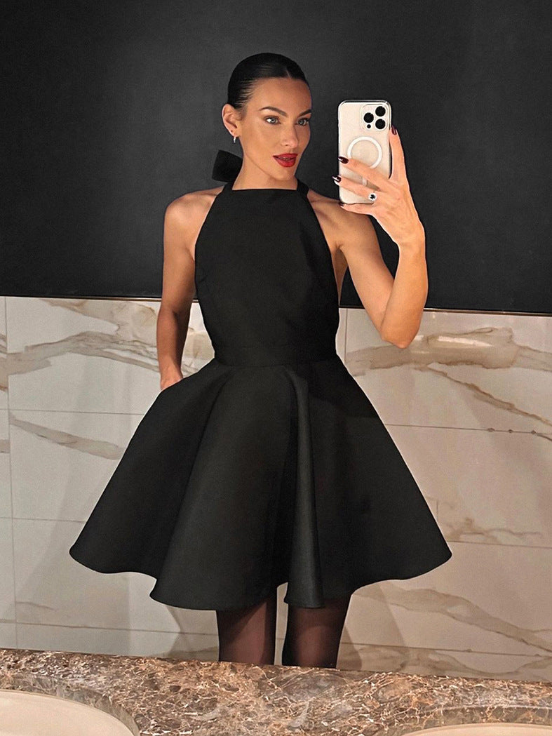 Vintage Satin Halter Neck Dress