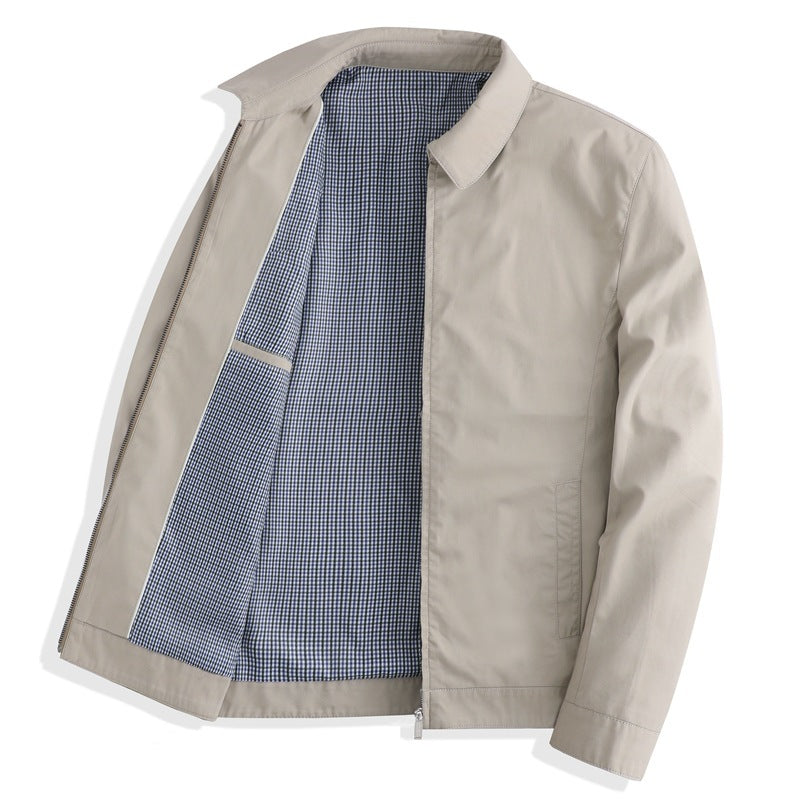 Pure Cotton Lapel Jacket for Men Business Casual Outerwear