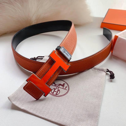 Hermes Men Orange Buckle Belt &