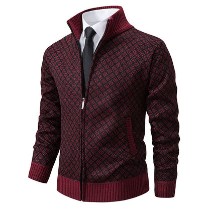 Autumn and Winter Velvet Thickeneded Casual Cardigan Sweater Men&