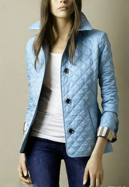 Slim Fit Quilted Jacket with Lapel Collar