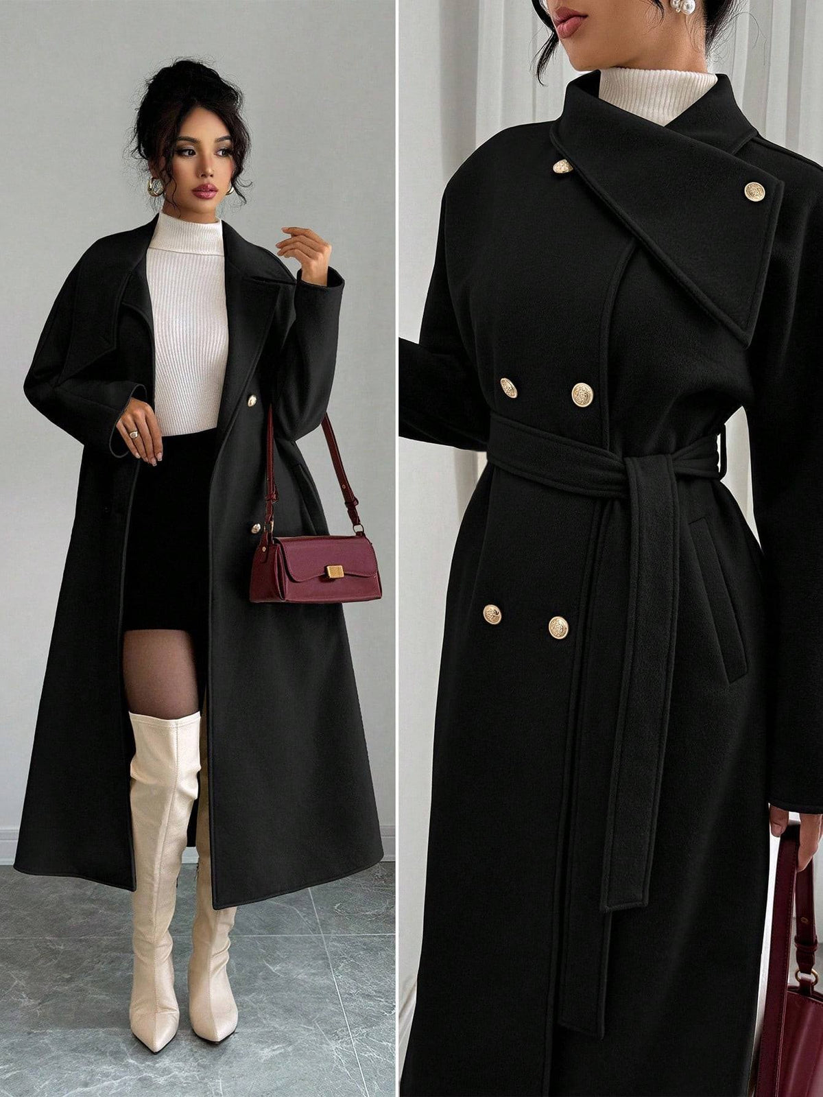 Double-Breasted Woolen Coat