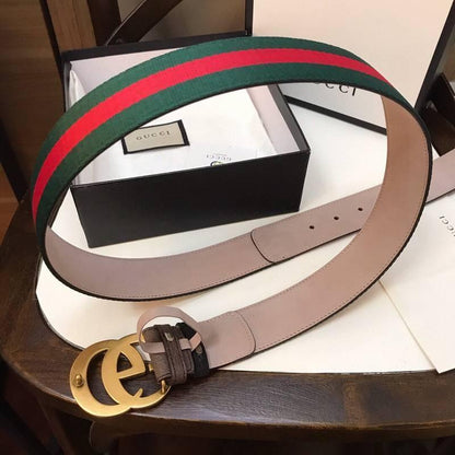 Gucci GG Marmont Web Belt Canvas and Leather &