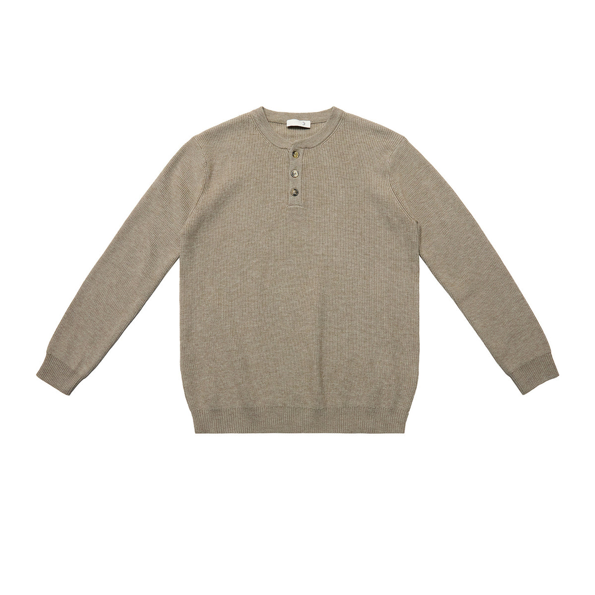 Ribbed Henley Collar Knit Sweater