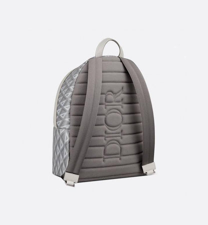 Dior Rider Zipped Backpack Grey Coated Cotton Canvas with CD Diamond Print