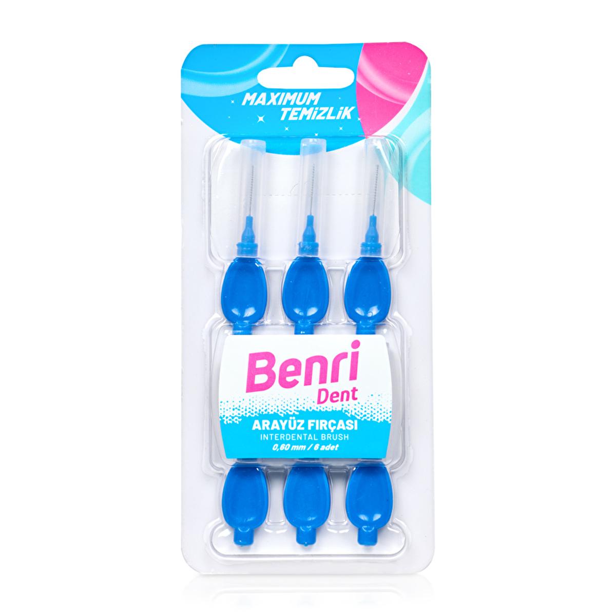 Benri Interdental Brush 0.60 mm - Blue, Effective Oral Hygiene for Braces, Bridges &amp; Dentures