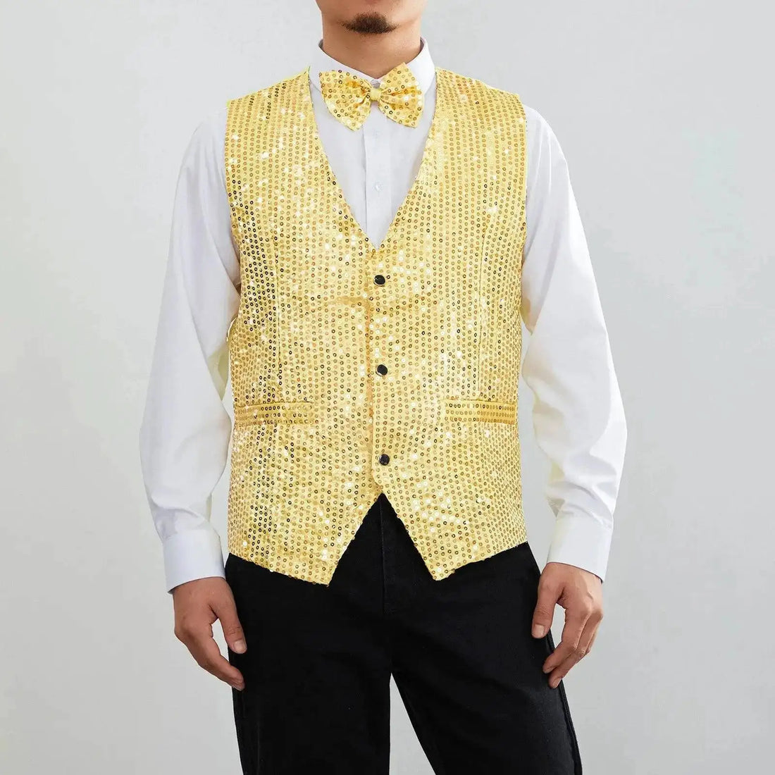 New Design Men Sequins Pattern Glitter Embellished V-neck Blazer Vest Male Evening Party Suits Plus Size hot by Dropshipman