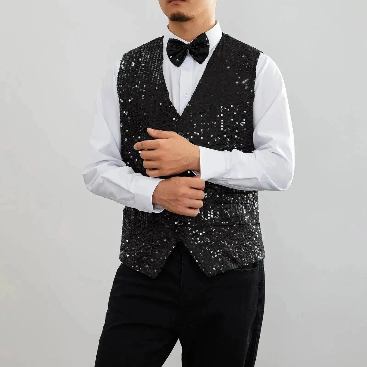 New Design Men Sequins Pattern Glitter Embellished V-neck Blazer Vest Male Evening Party Suits Plus Size hot by Dropshipman
