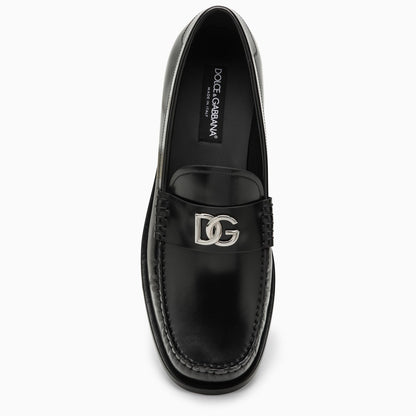 Dolce&amp;Gabbana Black Leather Loafer With Logo