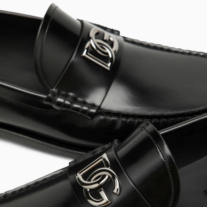 Dolce&amp;Gabbana Black Leather Loafer With Logo