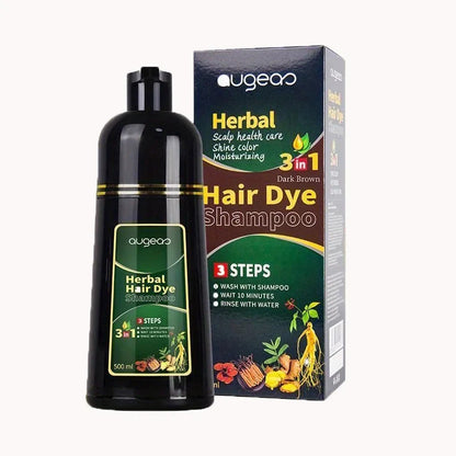 Hair Dye Shampoo 3 in 1 Black Dark Brown Hair Color Shampoo Gray Coverage Herbal Natural Plant Based Coloring Women Men