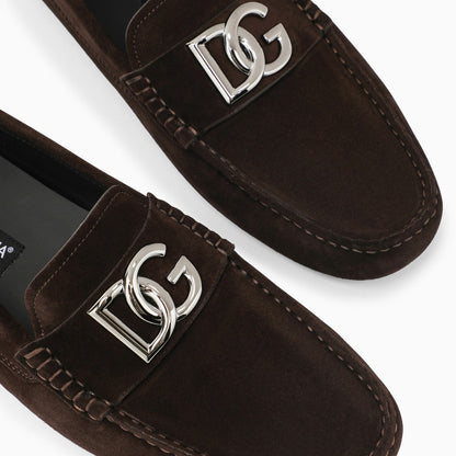 Dolce&amp;Gabbana Brown Suede Loafer With Logo