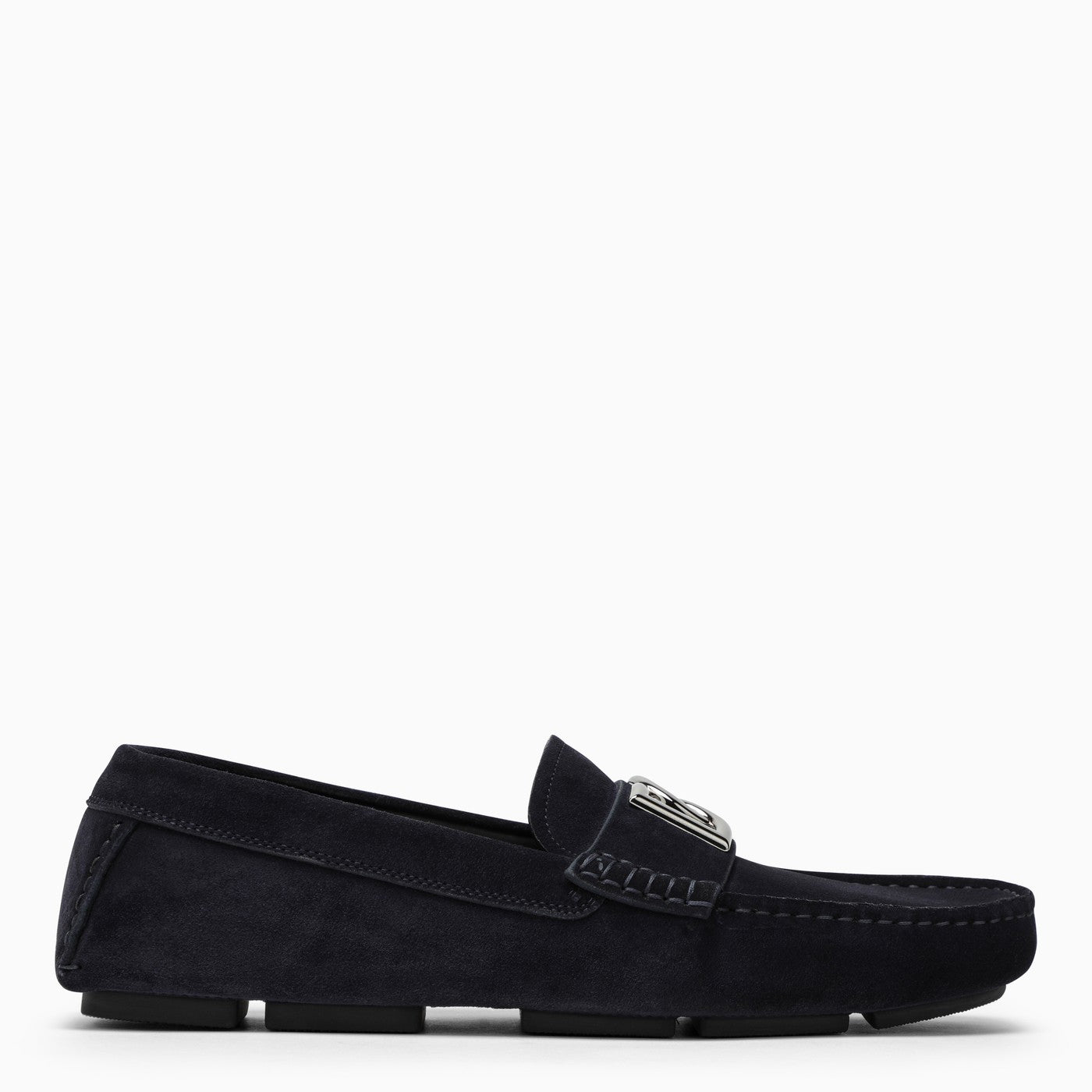Dolce&amp;Gabbana Blue Suede Loafer With Logo