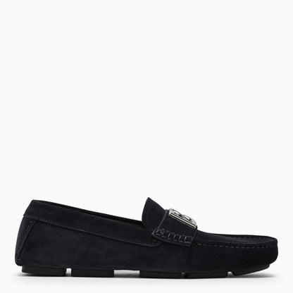 Dolce&amp;Gabbana Blue Suede Loafer With Logo