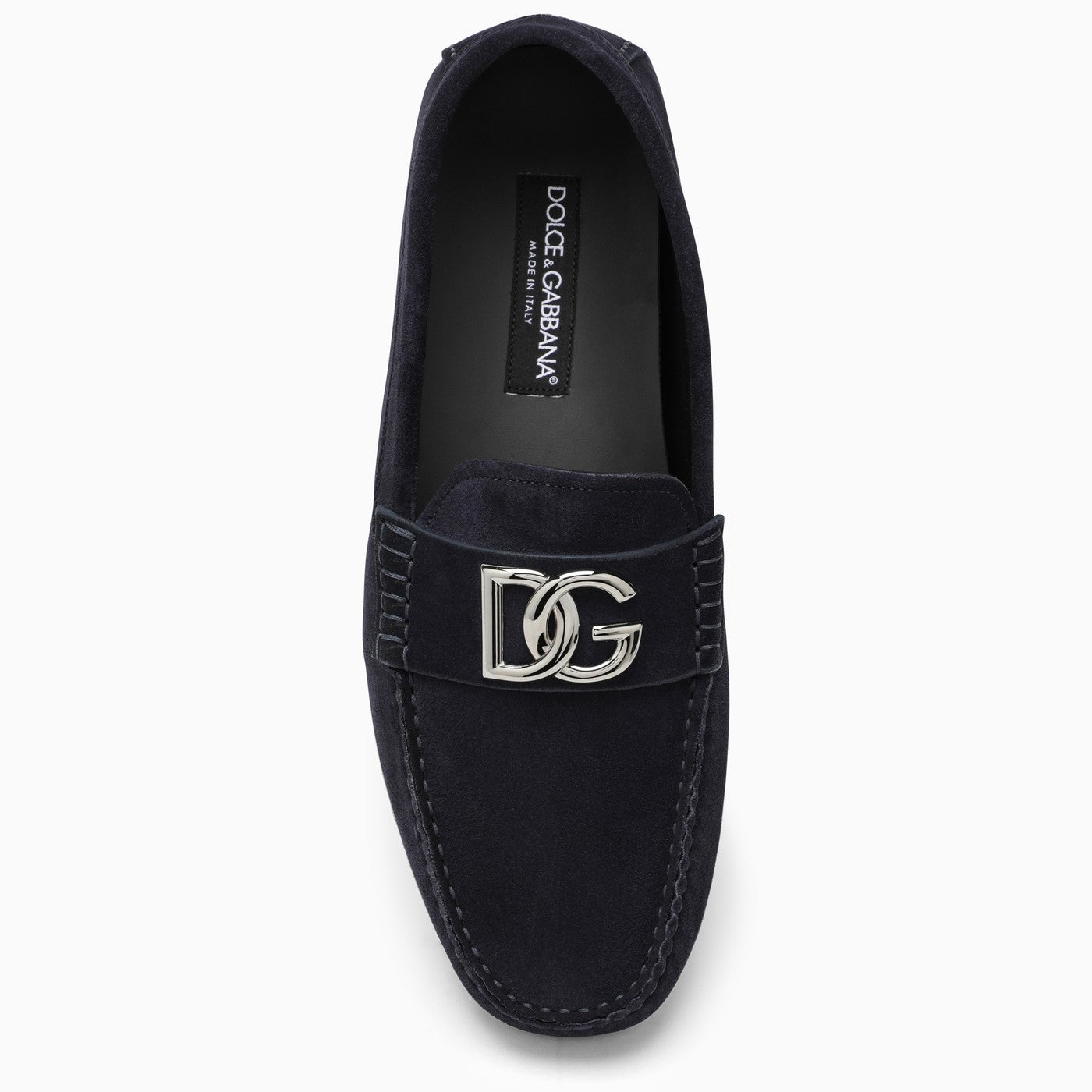 Dolce&amp;Gabbana Blue Suede Loafer With Logo