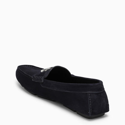 Dolce&amp;Gabbana Blue Suede Loafer With Logo