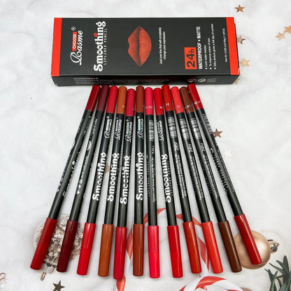 12 pcs Long-Lasting Lipstick Set with Professional Lip Liner Pencil and Matte Lip Gloss for Women Valentine&