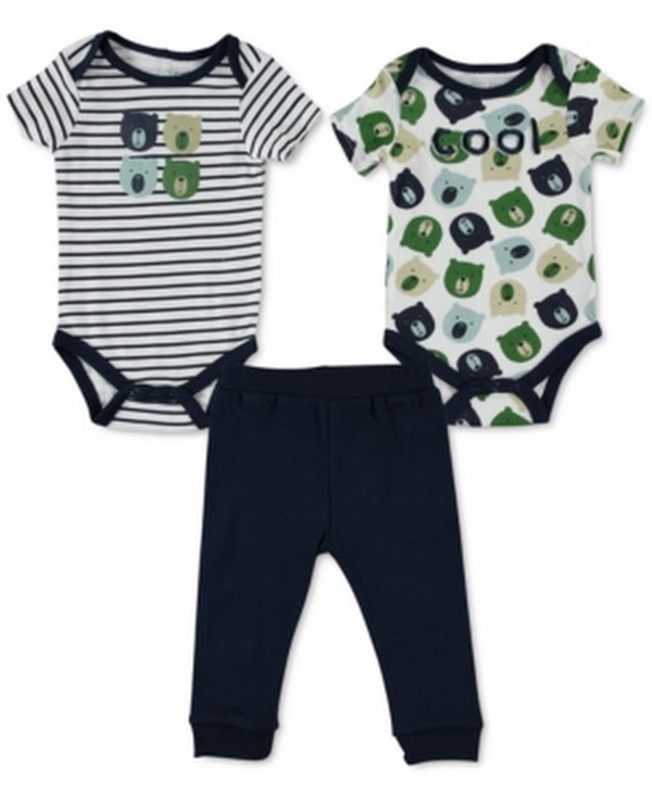 Baby Gear Baby Boys 3-PC. Printed Cotton Bodysuits &amp; Pants Set