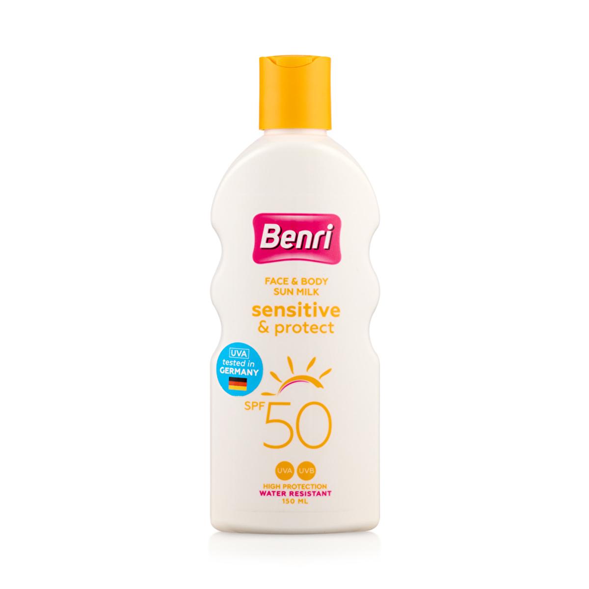 Benri Sensitive Skin Sunscreen Lotion SPF 50 - Waterproof &amp; Moisturizing for Highly Sensitive Skin