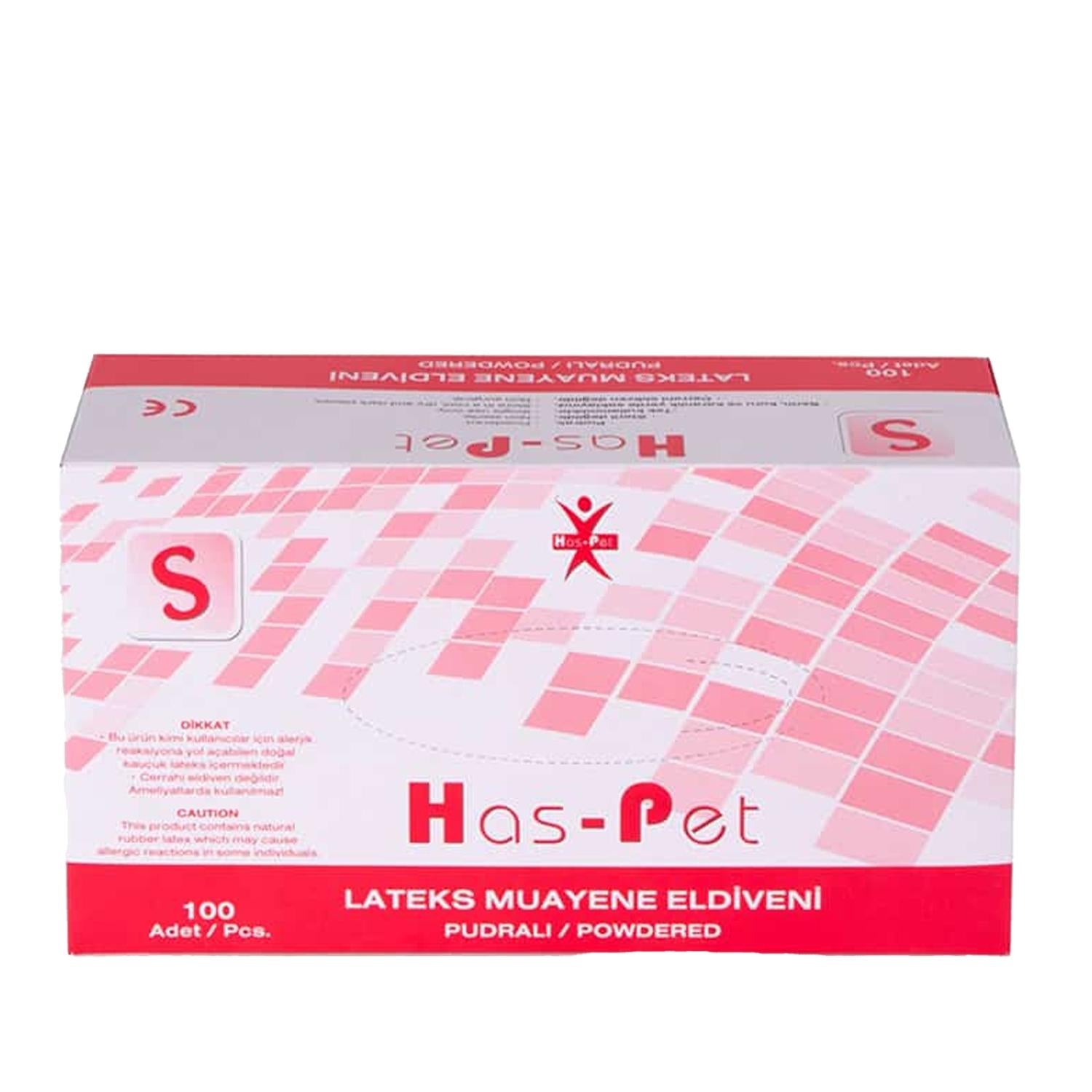 Has-Pet Latex Examination Gloves Powdered Small 100 Count - Medical Grade, Disposable, and Comfortable Fit